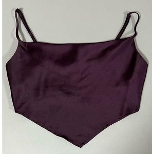 Purple Plum Satin Silk Bandana Tank Crop Top Shirt Blouse Size S 👑✨